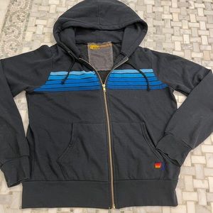Aviator Nation 5 Stripe Hoodie-Charcoal // Blue, size medium. Almost New $135